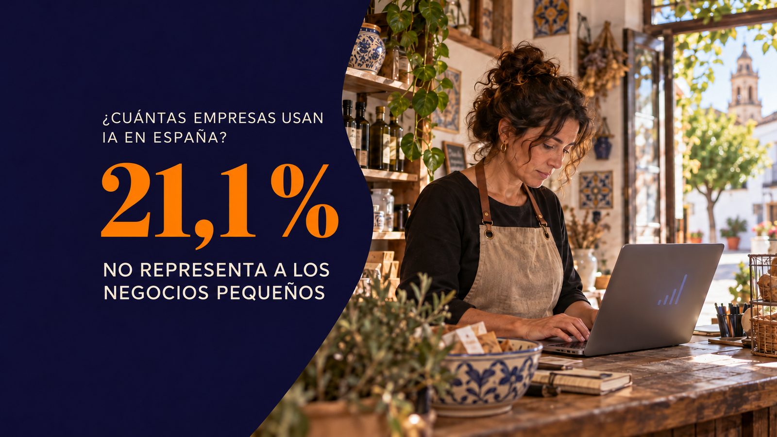 Portada del artículo: comerciante trabajando con un portátil en su tienda de Córdoba